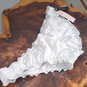 Victoria's Secret White Ruffled Swim Bikini Bottom